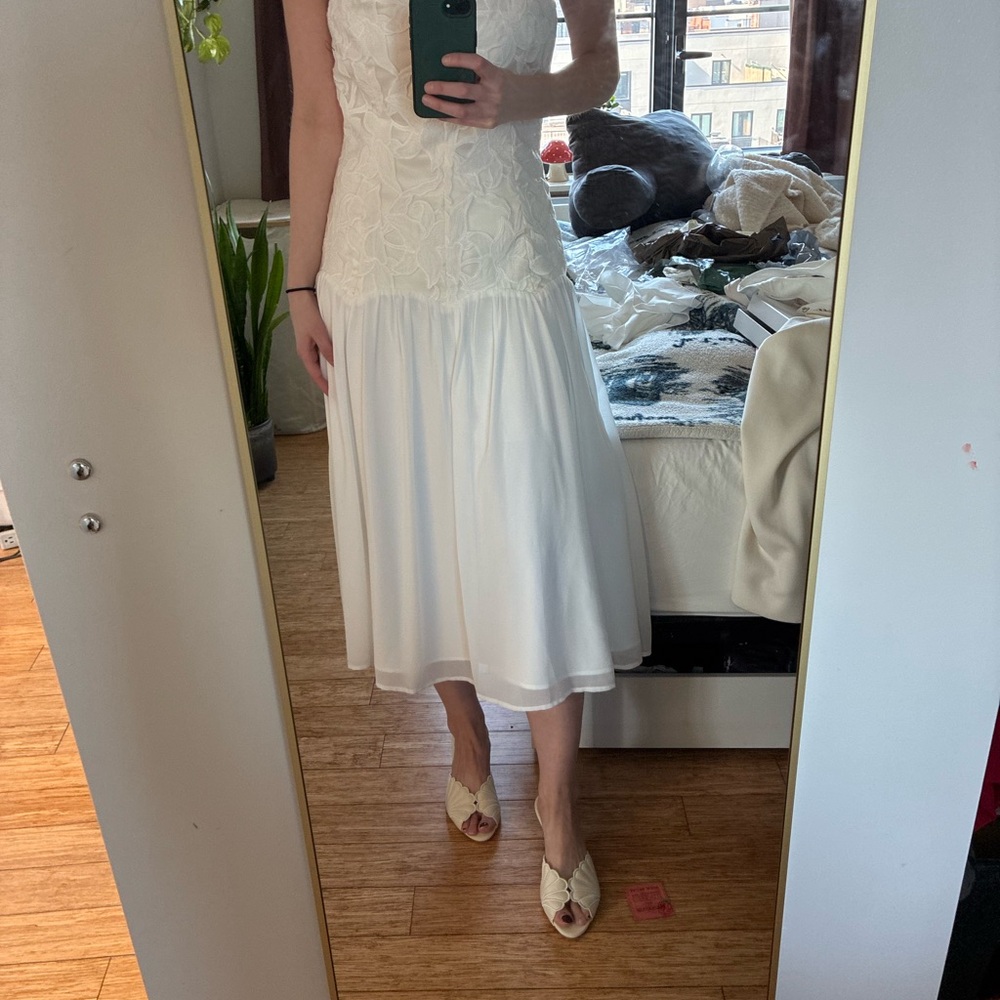 Just Me White Floral Midi Dress
